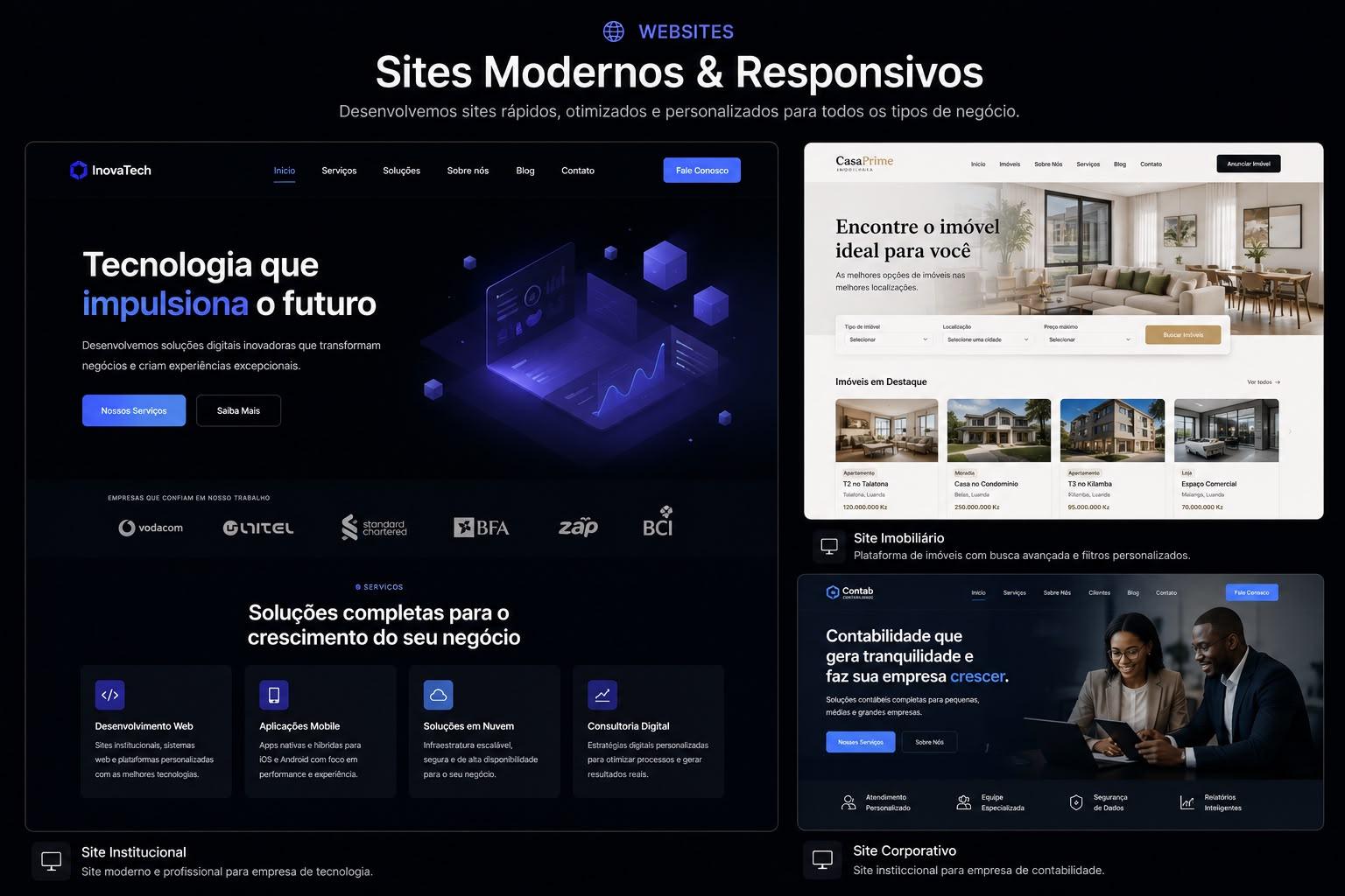 Sites modernos e responsivos
